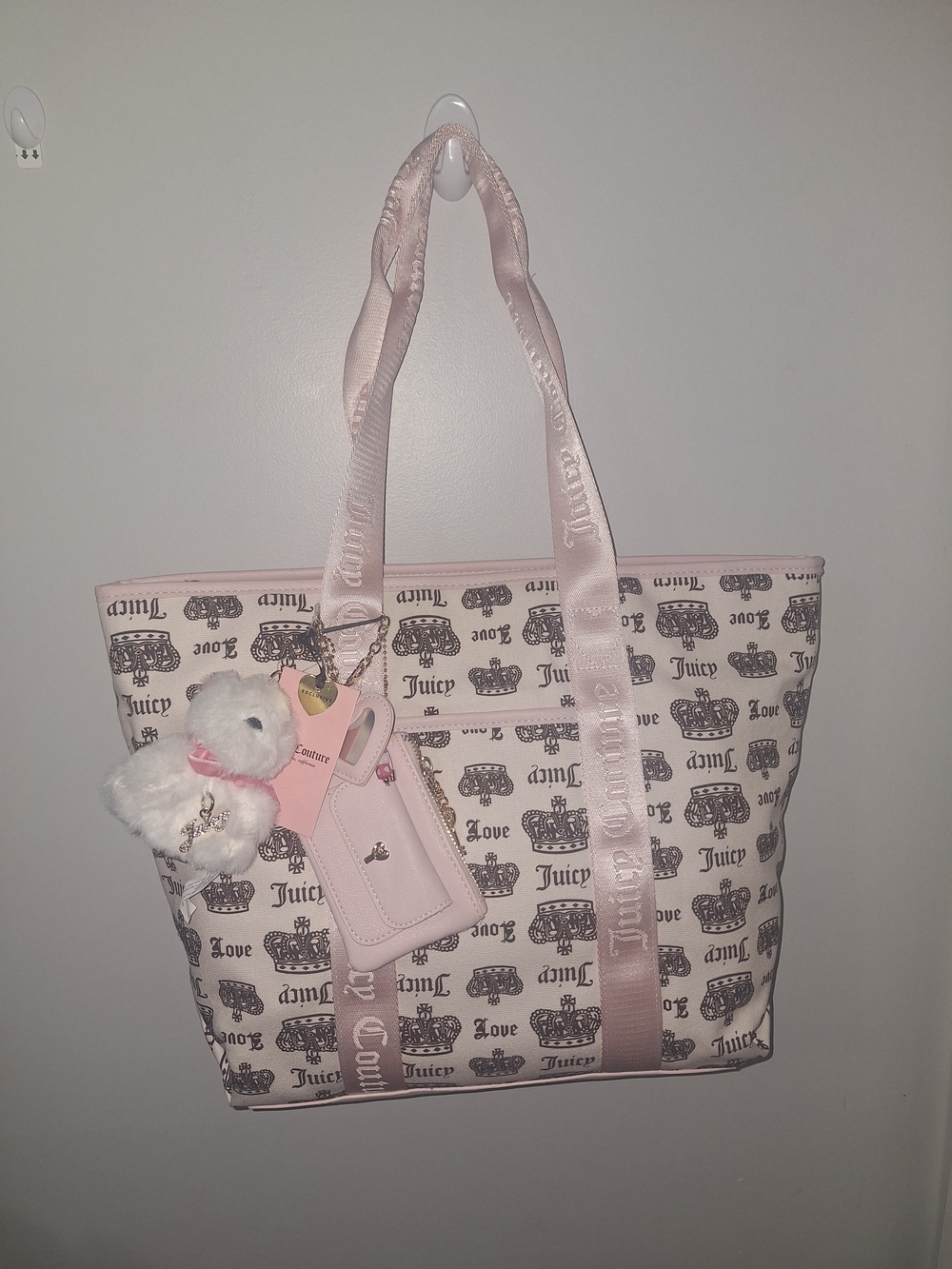 EXCLUSIVE Juicy Couture Pink Logo Tote Bag with Plush Charm